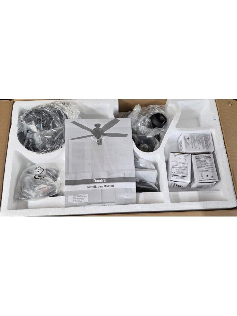 Hunter Dondra 60" Indoor Ceiling Fan Flat Matte Black Model 51614 New Open Box